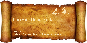 Langer Henriett névjegykártya